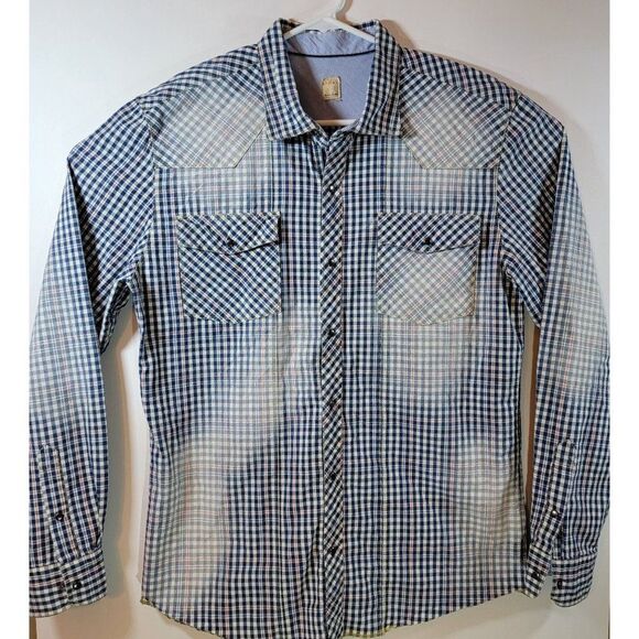 Global Arnold Zimberg Other - Global Arnold Zimberg Mens Large Blue Red White Checkered Snap Button Shirt